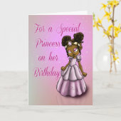 アフリカ系アメリカ人プリンセス誕生日 カード (黄色い花)