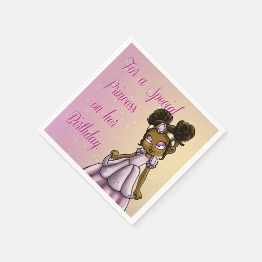 アフリカ系アメリカ人プリンセス誕生日 スタンダードカクテルナプキン (角)
