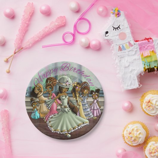 アフリカ系アメリカ人プリンセス誕生日 ペーパープレート (パーティー)