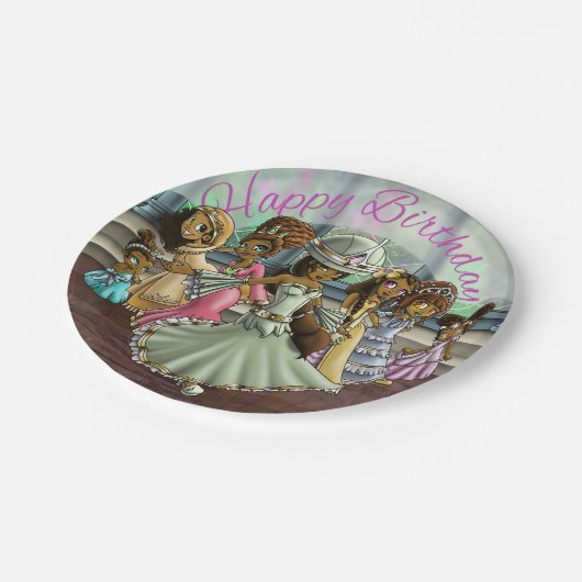 アフリカ系アメリカ人プリンセス誕生日 ペーパープレート (アングル)