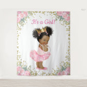 アフリカ系アメリカ人プリンセス赤ちゃんシャワー背景 タペストリー (正面)