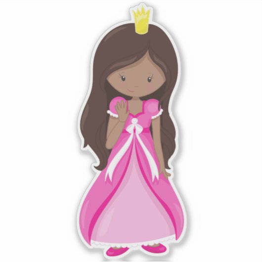 アフリカ系アメリカ人プリンセス、クイーン、ガウン、ピンクドレス シール (正面)