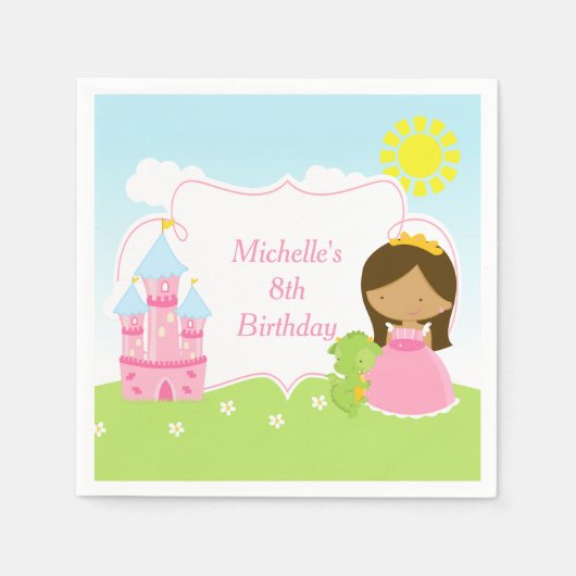 アフリカ系アメリカ人プリンセス・ドラゴン スタンダードカクテルナプキン (正面)