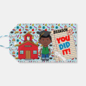 アフリカ系アメリカ人プレスクール卒業ラベル |少年 ギフトタグ (裏面横)