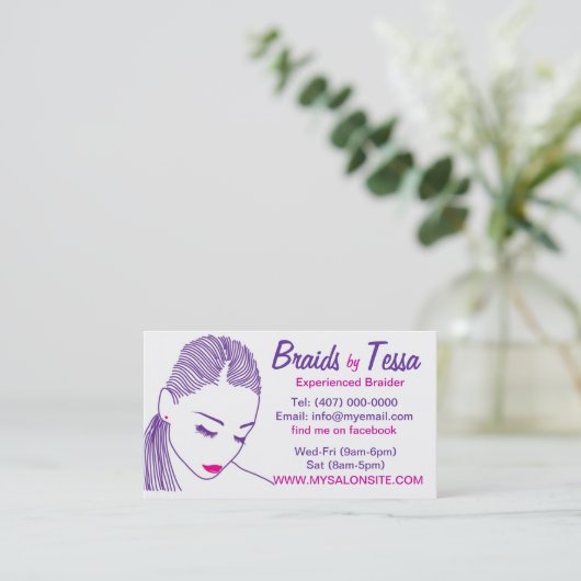アフリカ系アメリカ人ヘアブレイディングサロン名刺 予約カード (スタンド正面)