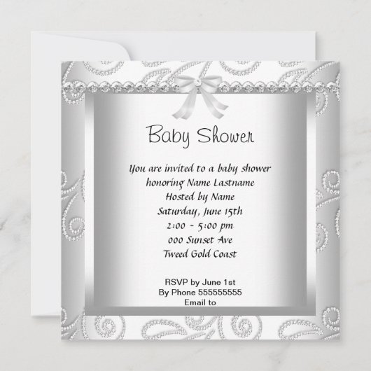 アフリカ系アメリカ人ベイビーシャワーガールグレイ白い靴 招待状 (裏面)