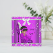 アフリカ系アメリカ人ベイビーシャワーガールピンクの靴 招待状 (スタンド正面)