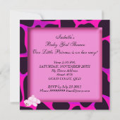 アフリカ系アメリカ人ベイビーシャワーガールホットピンクベア 招待状 (裏面)