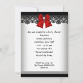 アフリカ系アメリカ人ベイビーシャワーガールレッドシューレース 招待状 (裏面)