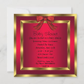 アフリカ系アメリカ人ベイビーシャワーガールレッドシュー金ゴールド 招待状 (裏面)