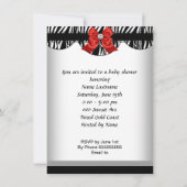 アフリカ系アメリカ人ベイビーシャワーガールレッドベビーシューズ2 招待状 (裏面)