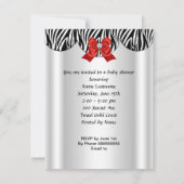 アフリカ系アメリカ人ベイビーシャワーガールレッドベビー靴 招待状 (裏面)