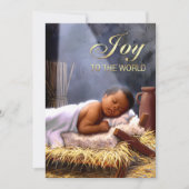 アフリカ系アメリカ人ベビーイエズフラットクリスマスカード シーズンカード (正面)