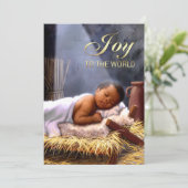 アフリカ系アメリカ人ベビーイエズフラットクリスマスカード シーズンカード (スタンド正面)