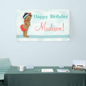 アフリカ系アメリカ人ベビーガール赤い水着 横断幕 (トレードショー)