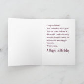 アフリカ系アメリカ人ベビーガール1歳の誕生日 カード (内部)