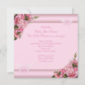 アフリカ系アメリカ人ベビーシャワーガールバタフライピンク 招待状 (裏面)