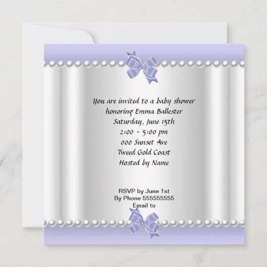 アフリカ系アメリカ人ベビーシャワーガールパープルゼブラ 招待状 (裏面)