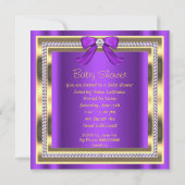 アフリカ系アメリカ人ベビーシャワーガールパープルダイヤモンド2 招待状 (裏面)