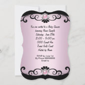 アフリカ系アメリカ人ベビーシャワーガールピンクゼブラ4 招待状 (裏面)