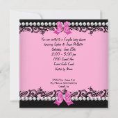 アフリカ系アメリカ人ベビーシャワーガールピンクゼブラ 招待状 (裏面)