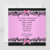 アフリカ系アメリカ人ベビーシャワーガールホットピンクゼブラ3 招待状 (裏面)