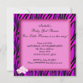 アフリカ系アメリカ人ベビーシャワーガールホットピンクゼブラ 招待状 (裏面)