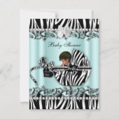 アフリカ系アメリカ人ベビーシャワーゼブラボーイ/ガール 招待状 (正面)