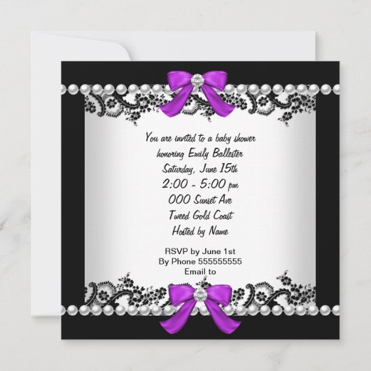 アフリカ系アメリカ人ベビーシャワーベビーかわいいガールゼブラ 招待状 (裏面)