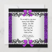 アフリカ系アメリカ人ベビーシャワーベビーガールグリッター 招待状 (裏面)