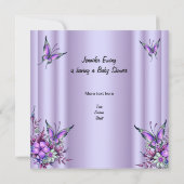 アフリカ系アメリカ人ベビーシャワーベビーガールパープル 招待状 (裏面)