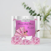 アフリカ系アメリカ人ベビーシャワーベビーガールピンク 招待状 (スタンド正面)