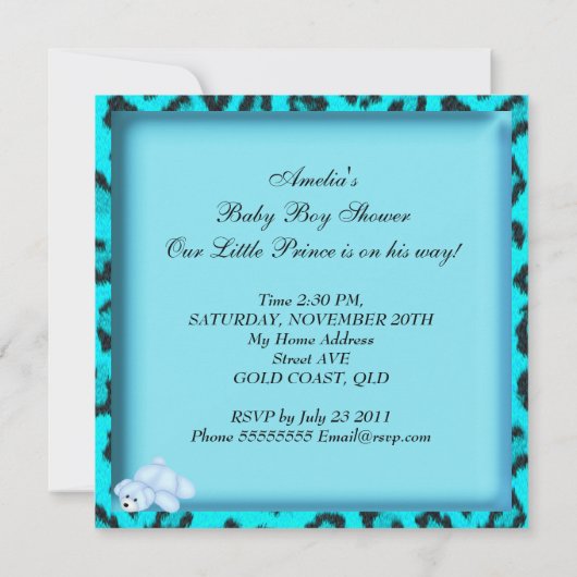 アフリカ系アメリカ人ベビーシャワーボーイゼブラ動物 招待状 (裏面)