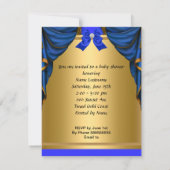 アフリカ系アメリカ人ベビーシャワーボーイブルー金ゴールド靴 招待状 (裏面)