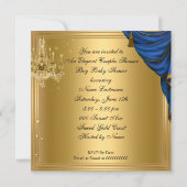 アフリカ系アメリカ人ベビーシャワーボーイブルー金ゴールド 招待状 (裏面)