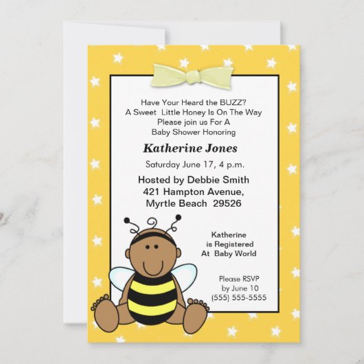 アフリカ系アメリカ人ベビービーベイビーシャワー招待状 招待状 (正面)