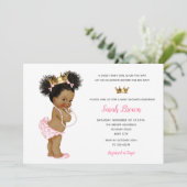 アフリカ系アメリカ人ベビーヴィンテージプリンセスピンク 招待状 (スタンド正面)