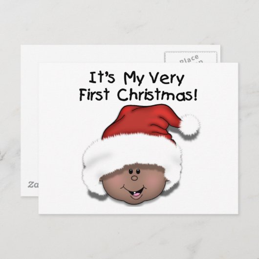 アフリカ系アメリカ人ベビー第1クリスマス シーズンポストカード (正面/裏面)