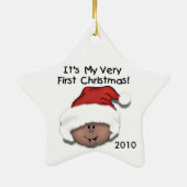 アフリカ系アメリカ人ベビー第1回クリスマスオーナメント セラミックオーナメント (裏面)