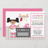 アフリカ系アメリカ人ベーキング誕生パーティーの招待 招待状 (正面/裏面)