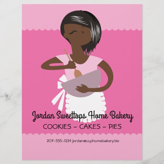 アフリカ系アメリカ人ホームベーカリーの価格表フライヤー チラシ (正面)