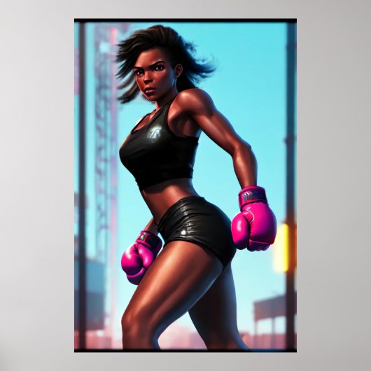 アフリカ系アメリカ人ボクサー | AI Art ポスター (正面)