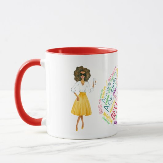 アフリカ系アメリカ人ボスのデイコーヒーマグ語アート マグカップ (左)