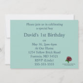 アフリカ系アメリカ人ボーイファースト誕生日パーティー 招待状 (裏面)