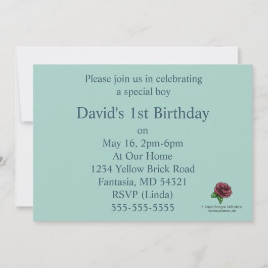 アフリカ系アメリカ人ボーイファースト誕生日パーティー 招待状 (裏面)