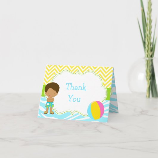 アフリカ系アメリカ人ボーイプールパーティーバッシュパーティー サンキューカード (正面)