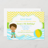 アフリカ系アメリカ人ボーイプールパーティーバッシュパーティー ポストカード (正面/裏面)