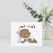 アフリカ系アメリカ人ボーイ1歳の誕生日Tシャツとプレゼント ポストカード (スタンド正面)