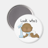 アフリカ系アメリカ人ボーイ1歳の誕生日Tシャツとプレゼント マグネット (正面/裏面)