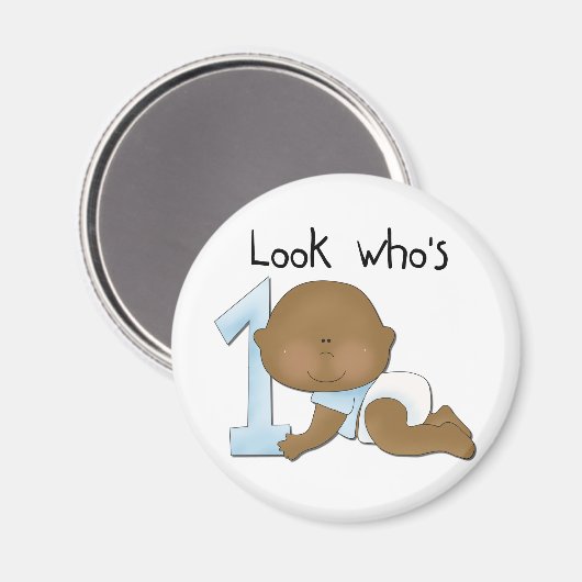 アフリカ系アメリカ人ボーイ1歳の誕生日Tシャツとプレゼント マグネット (正面/裏面)